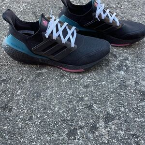 Adidas Women's Black and Teal Sneakers